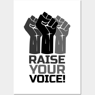 Raise Your Voice with Fist 3 in Black Posters and Art